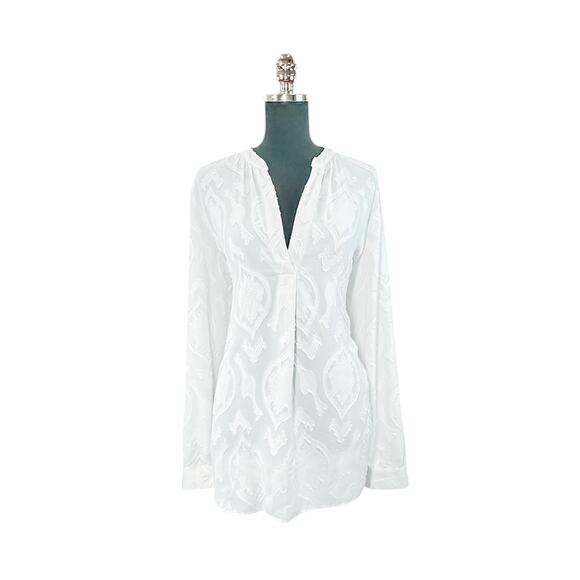 LOFT Off-White V-Neck Boho Blouse - Size XL - Picture 1 of 5